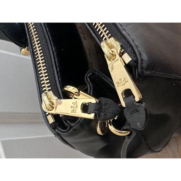 Lauren Ralph Lauren RLL Satchel Handbag Womens Black Leather Crossbody Purse - Picture 4 of 14